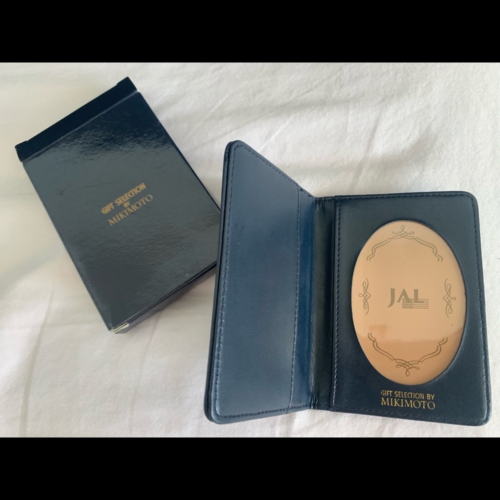 JAL x Mikimoto navy card & photo holder